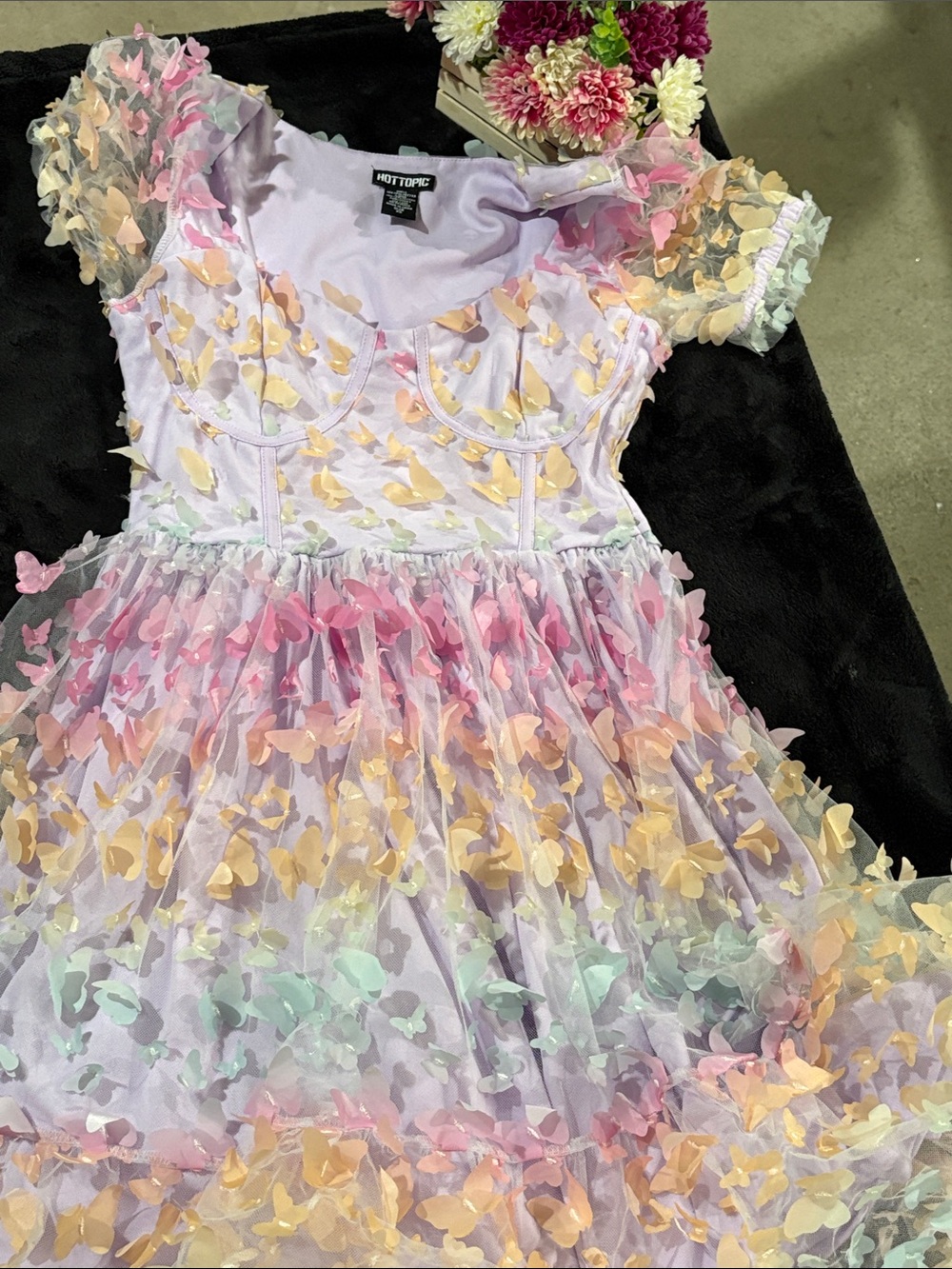 Hot Topic Lavender Mesh Dress with Pastel Butterfly Accents